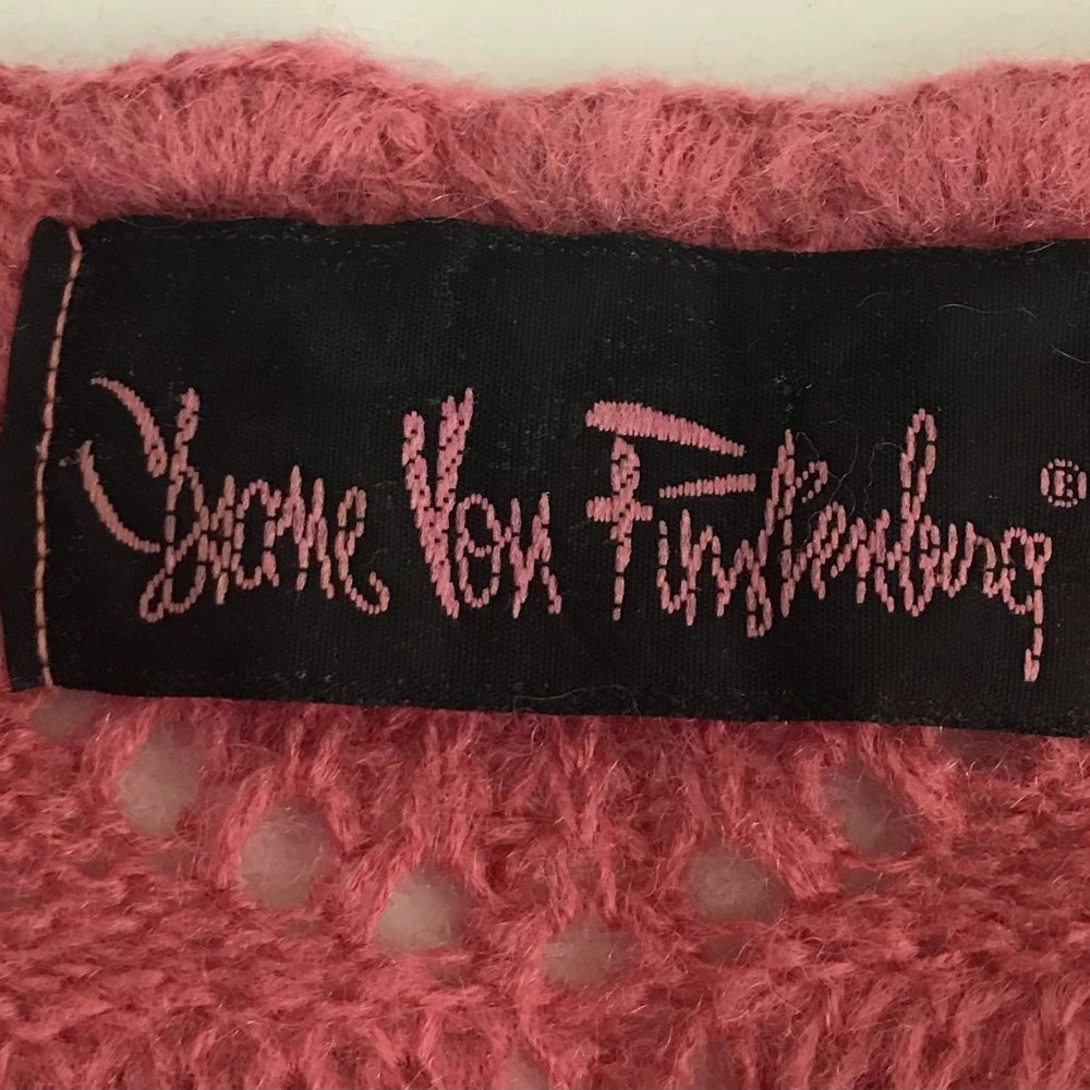 1980s Diane Von Furstenburg Pullover Pink Sweater - Puff Sleeve Sweater - Picture 5 of 6